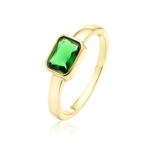 Inel argint placat cu aur galben cu piatra verde DiAmanti Z2029AG_EM-DIA (Argint 925‰ 2,3 g.)